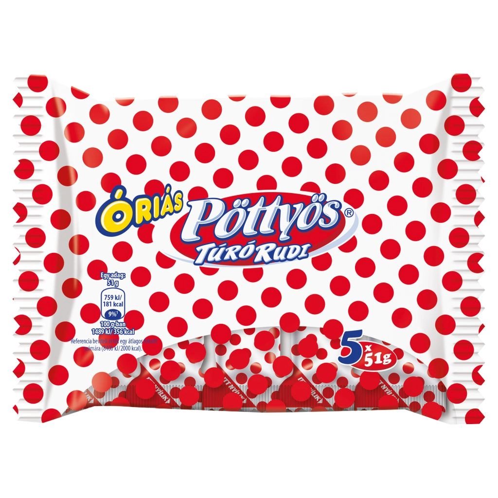 Pöttyös Óriás Túró Rudi natúr túródesszert (5x51g)