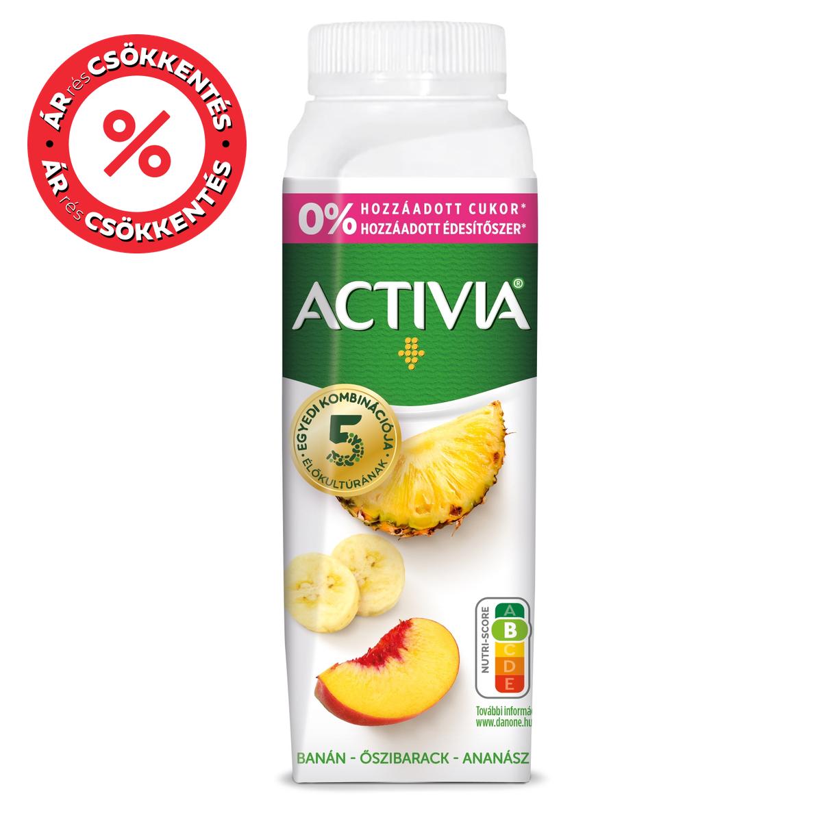 Danone Activia Banán-barack-ananász ital 0% hozzáadott cukorral