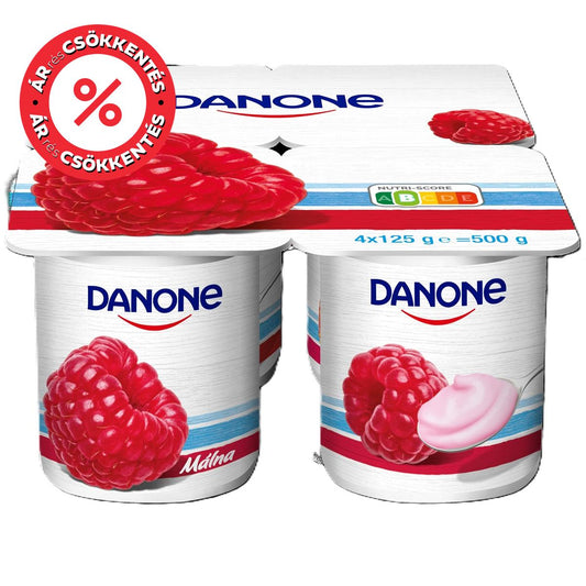 Danone Málna ízű, élőflórás, zsírszegény joghurt (4x125g)