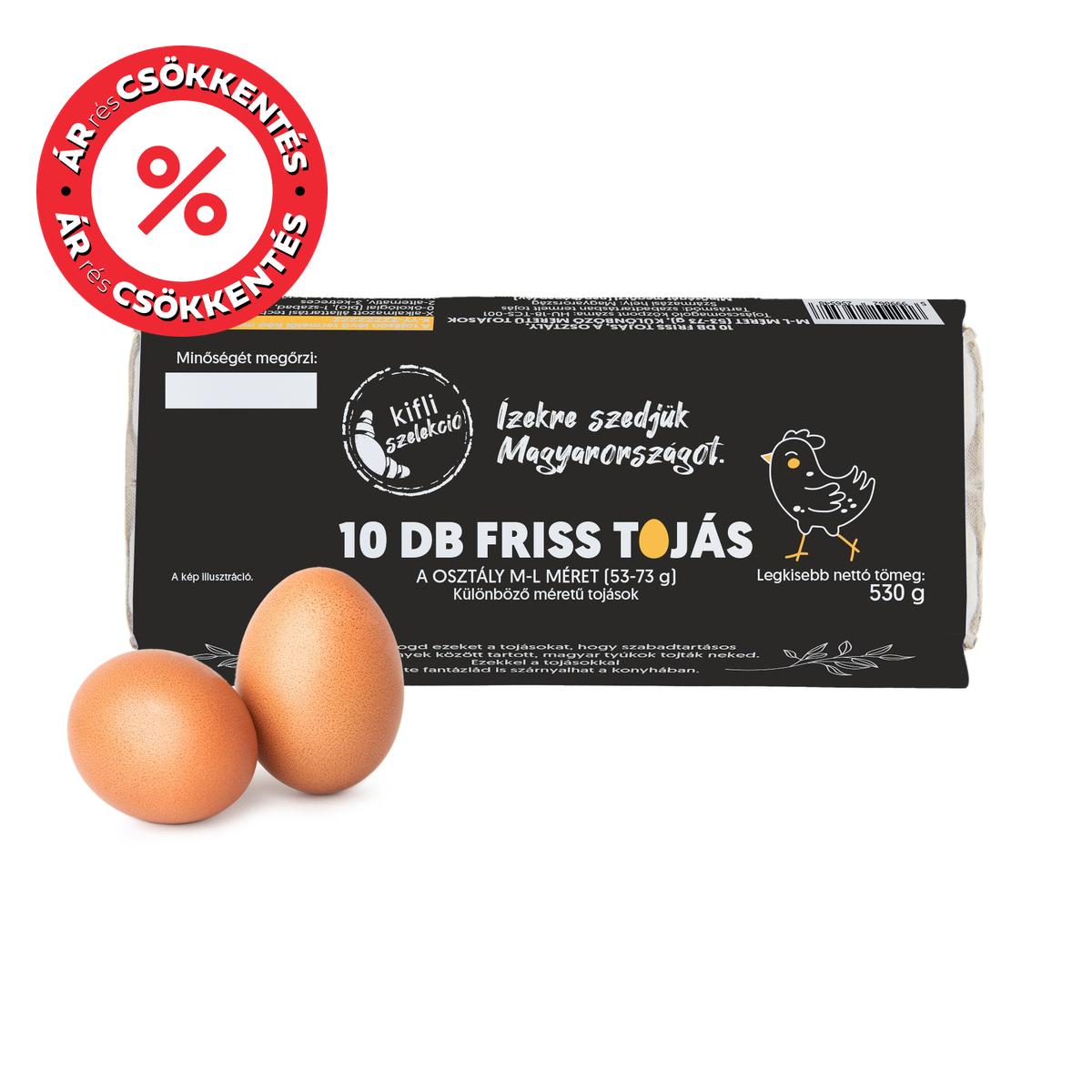 Kifli Szelekció Szabadtartású friss tojás "M/L" (10 darab)
