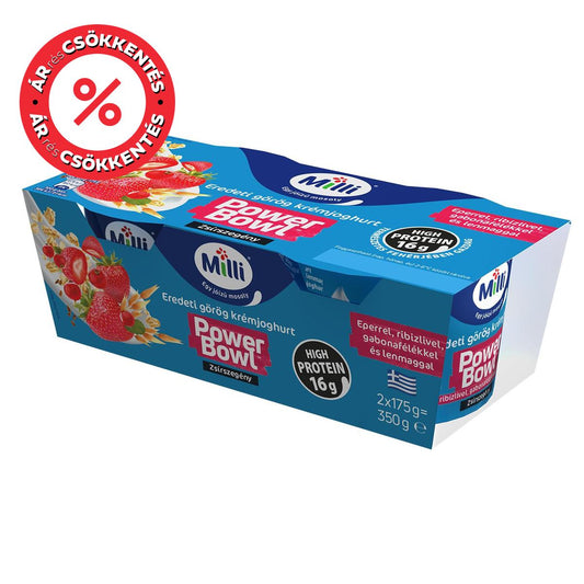 Milli Power Bowl piros gyümölcsös görög joghurt (2x175g)