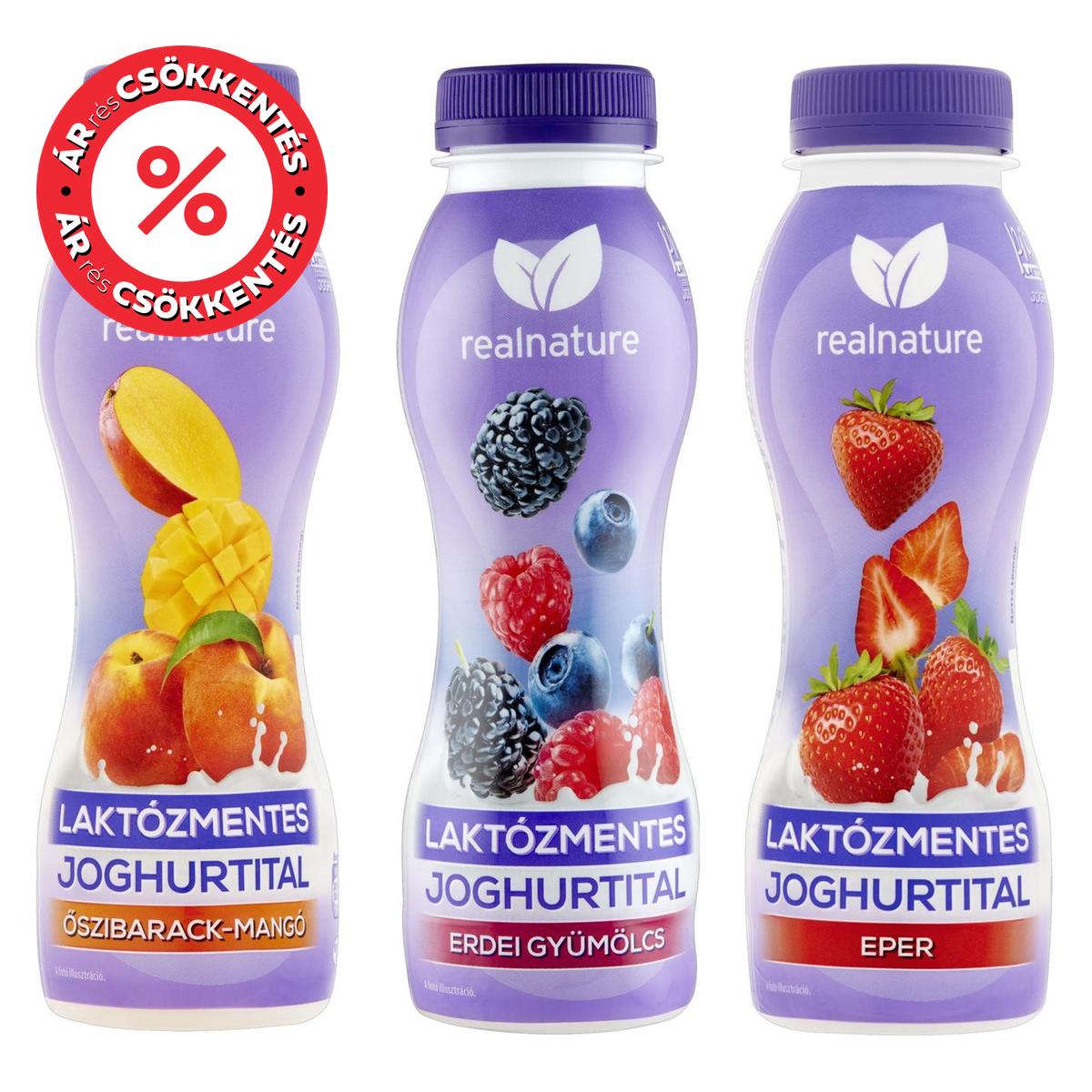 Real Nature laktózmentes joghurtital többféle ízben