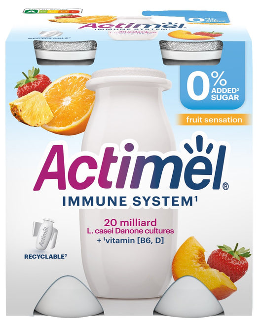 Danone Actimel zsírszegény, előflórás, multifruit joghurtital hozzáadott cukor nélkül (4x100g)
