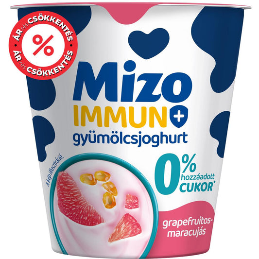 Mizo Immun+ Grapefruitos-maracujás gyümölcsjoghurt 0% hozzáadott cukorral